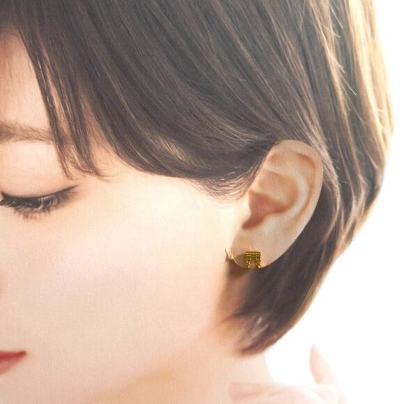 Celine Women's Asymmetrical Stud Earrings, Triomphe, Aftermarket Backs - Picture 10 of 10